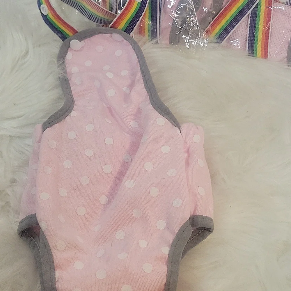 3 Pack Pink Polka‎ Dot Dog Diapers with Rainbow Straps